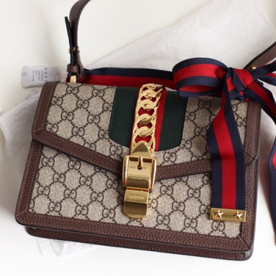 Gucci Sylvie Chain Shoulder Bag,25CM - 구찌 실비 체인 숄더백 421882,GUB0336,25CM,브라운