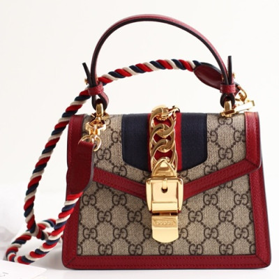 Gucci Sylvie Mini Tote Shoulder Bag,20CM - 구찌 실비 미니 토트 숄더백 470270,GUB0337,20CM,레드