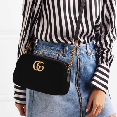 Gucci Marmont Matlase Velvet Camera Shoulder Bag,24CM - 구찌 마몬트 마틀라세 벨벳 카메라 숄더백 447632,GUB0377,24cm,블랙