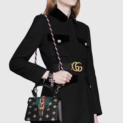 Gucci Sylvie Mini Leather Tote Shoulder Bag,20CM - 구찌 실비 미니 레더 토트 숄더백 470270,GUB0380,20CM,블랙