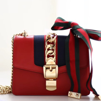 Gucci Sylvie Mini Chain Shoulder Bag,19CM - 구찌 실비 미니 체인 숄더백 431666,GUB0388,19CM,레드