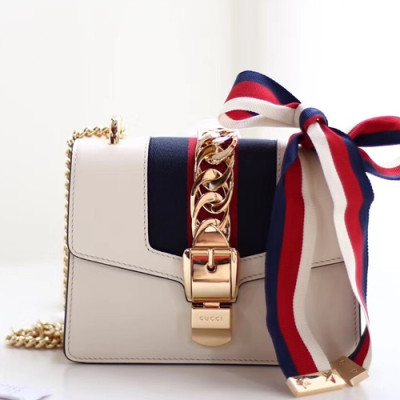 Gucci Sylvie Mini Chain Shoulder Bag,19CM - 구찌 실비 미니 체인 숄더백 431666,GUB0389,19CM,화이트