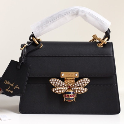 Gucci GG Queen Margaret Leather Tote Shoulder Bag,25.5CM - 구찌 GG 퀸 마가렛 가죽 꿀벌 토트 숄더백 476541,GUB0392,25.5cm,블랙