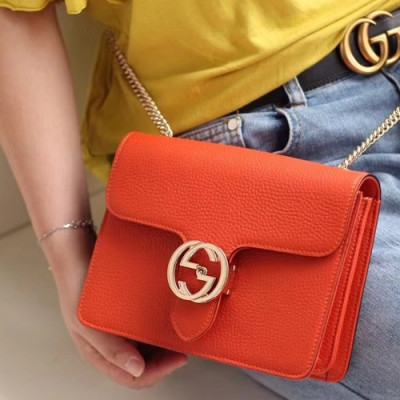 Gucci Interlocking Chain Shoulder Bag,20CM - 구찌 인터로킹  체인 숄더백 510304,GUB0398,20cm,오렌지