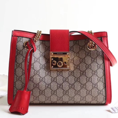 Gucci GG Supreme Padlock Small Shoulder Bag,26CM - 구찌 GG 수프림 패드락 스몰 숄더백 ,498156,GUB0423,26CM,레드
