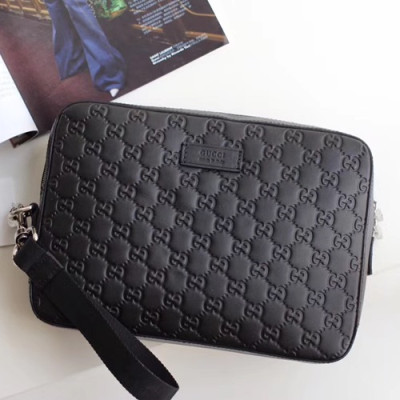 Gucci Signature Leather Clutch Bag,25CM - 구찌 시그니처 레더 남여공용 클러치백 429146,GUB0425,25cm,블랙