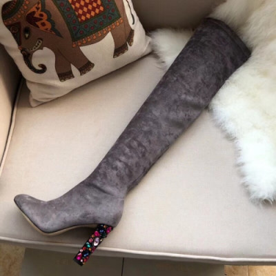 Jimmy-Choo 2018 Ladies Juwer Leather Long Boots - 지미츄 여성 쥬얼 벨벳 레더 롱부츠 Jim009x.Size(225 - 255).다크그레이
