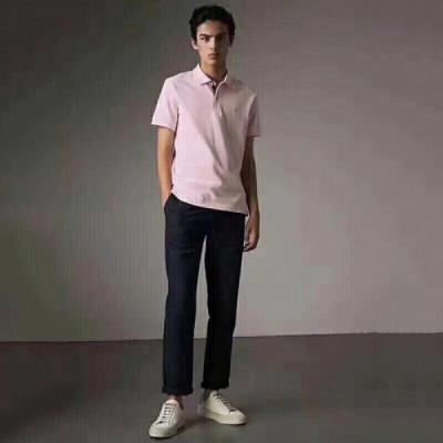 Burberry 2018 Mens Polo Cotton Short Sleeved Tshirt - 버버리 남성 폴로 고튼 반팔티 Bur0475x.Size(m - 3xl).핑크