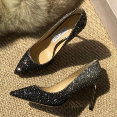 Jimmy-Choo 2018 Ladies Juwer Glitter Leather High heels - 지미츄 여성 쥬얼 글리테 레더 하이힐 Jim0015x.Size(220 - 250).블랙