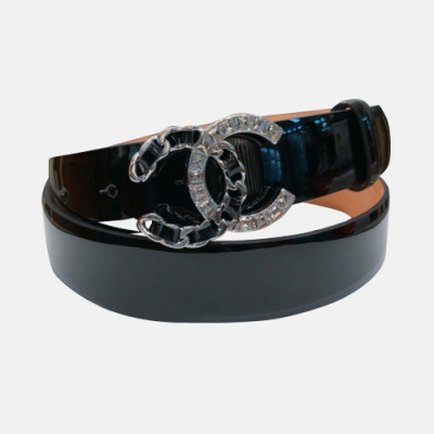 Chanel 2019 Ladies Classic CC Embellished Satin Buckle Leather Belt - 샤넬 여성 클랙식 CC 엠벨리쉬 새틴 버클 레더 벨트 Cnl0246x.Size(3.0cm).블랙