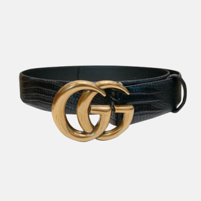 Gucci 2019 Ladies GG Buckle Business Leather Belt - 구찌 신상 여성 GG 버클 비지니스 레더 벨트 Guc0756x.Size(3.4cm).블랙금장