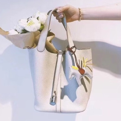 Hermes Picotin Lock Leather Tote Bag,18cm - 에르메스 피코탄 락 레더 여성용 토트백 HERB0579, 18cm,크림