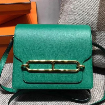 Hermes Roulis Ever Color Leather Shoulder Bag ,19cm - 에르메스 룰리스 에버컬러 레더 여성용 숄더백 HERB0583,19cm,그린