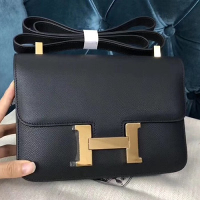 Hermes Constance Epsom Leather Shoulder Bag,24cm - 에르메스 콘스탄스 엡송 레더 여성용 숄더백 HERB0590, 24cm,블랙