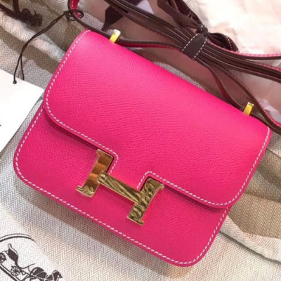 Hermes Constance Epsom Leather Shoulder Bag,14cm - 에르메스 콘스탄스 엡송 레더 여성용 숄더백 HERB0598, 14cm,핑크(금장)
