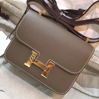 Hermes Constance Epsom Leather Shoulder Bag,14cm - 에르메스 콘스탄스 엡송 레더 여성용 숄더백 HERB0602, 14cm,그레이(금장)