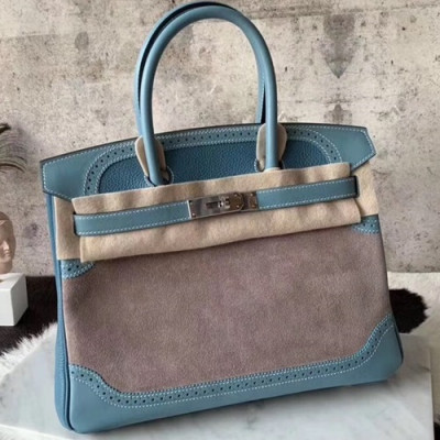 Hermes Birkin Swift Togo  Leather Tote Shoulder Bag ,30cm - 에르메스 버킨 스위프트 토고 레더 여성용 토트 숄더백 HERB0608,30cm,블루+그레이