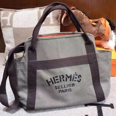 Hermes Canvas Tote Shoulder Shopper Bag  - 에르메스 캔버스 여성용 토트 숄더 쇼퍼백 HERB0614,그레이