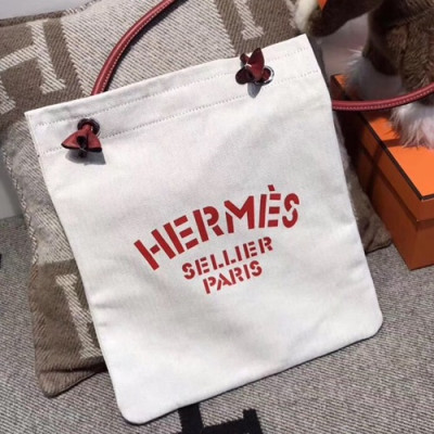 Hermes Canvas Shoulder Shopper Bag  - 에르메스 캔버스 여성용 숄더 쇼퍼백 HERB0623,화이트(레드)