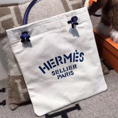 Hermes Canvas Shoulder Shopper Bag  - 에르메스 캔버스 여성용 숄더 쇼퍼백 HERB0624,화이트(블루)