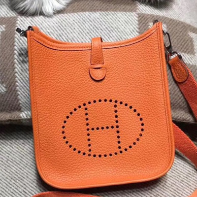 Hermes Evelyne TC Leather Mini Shoulder Bag - 에르메스 에블린 TC 레더 여성용 미니 숄더백 HERB0662,오렌지
