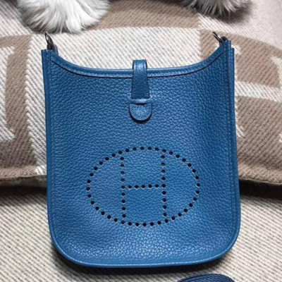 Hermes Evelyne TC Leather Mini Shoulder Bag - 에르메스 에블린 TC 레더 여성용 미니 숄더백 HERB0663,블루