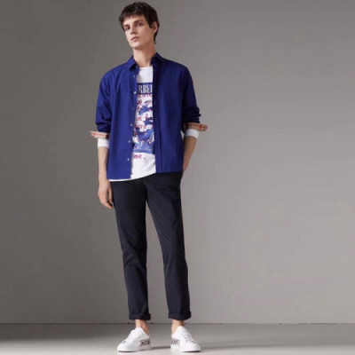 Burberry 2019 Mens Cotton T-shirt - 버버리 신상 남성 코튼 셔츠 Bur0492x.Size(m - 2xl).블루