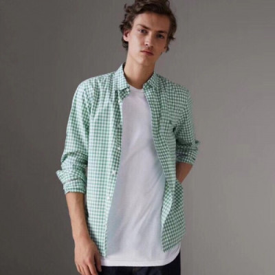 Burberry 2019 Mens Classic Check Cotton T-shirt - 버버리 신상 남성 클래식 코튼 체크 셔츠 Bur0494x.Size(m - 2xl).4컬러(레드/블랙/블루/그린)