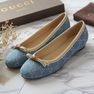 Gucci 2019 Ladies Classic Ribbon DenimBallet Flat Shoes  - 구찌 여성 클래식 리본 데님 발렛 플랫 슈즈 Guc0787x.Size(225 -  250).스카이블루