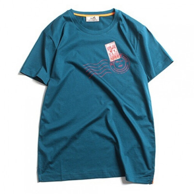 Hermes 2019 Mens Crew - neck Cotton Short Sleeved Tshirt - 에르메스 남성 크루넥 실켓면 반팔티 Her0151x.Size(m - 2xl).블루