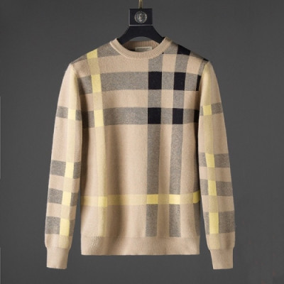 Burberry 2019 London Mens Wool Crew-neck Check Sweater - 버버리 런던 남성 양모 크루넥 체크 스웨터 Bur0512x.Size(m - 3xl).2컬러(베이지/블랙)