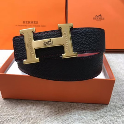 Hermes 2019 Mens Business Initial Logo Leather Belt - 에르메스 남성 비지니스 이니셜 로고 가죽 벨트 Her0156x.Size(3.8cm).블랙금장