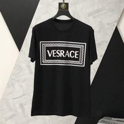 Versace 2019 Mens Logo Cotton Short Sleeved T-shirt - 베르사체 남성 로고 코튼 반팔티 Ver0150x.Size(m - 3xl).블랙