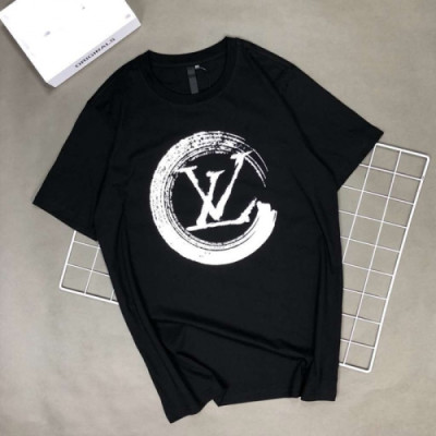 Louis Vuitton 2019 Mm/Wm Logo Crew - neck Cotton Short Sleeved T-shirt - 루이비통 남자 로고 크루넥 코튼 반팔티 Lou0856x.Size(xs - xl).블랙