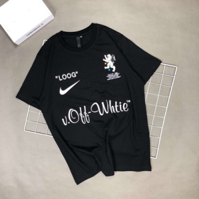 Nike x Off-white 2019 Mm/Wm Logo Crew - neck Cotton Short Sleeved T-shirt - 나이키 x 오프화이트 남자 로고 크루넥 코튼 반팔티 Nik0071x.Size(xs - xl).블랙