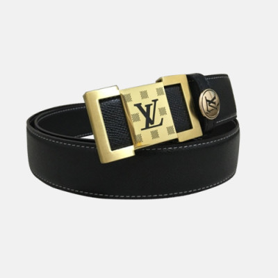 Louis vuitton 2019 Mens Signature Initial Logo Buckle Leather Belt - 루이비통 남성 신상 시그니처 이니셜 로고 버클 레더 벨트 Lou0862x.Size(4.0cm).블랙금장