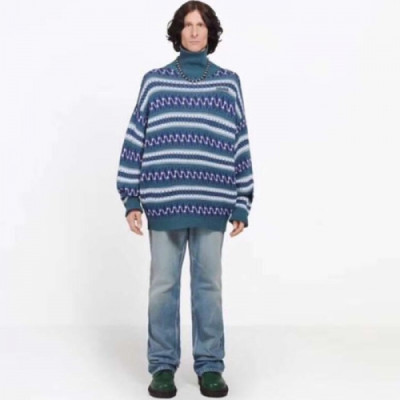 Balenciaga 2019 Mens Turtle-neck Sweater - 발렌시아가 남성 터틀넥 스웨터 Bal0124x.Size(s - xl).블루