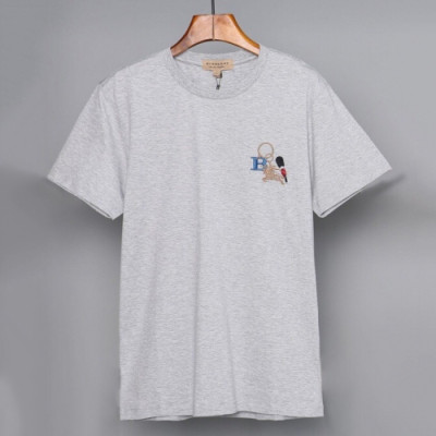 Burberry 2019 Mens Embroidery Logo Cotton Short Sleeved Tshirt - 버버리 남성 자수 로고 코튼 반팔티 Bur0563x.Size(m - 3xl).그레이