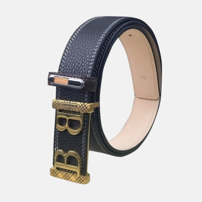 Burberry 2019 Men Initial Logo Buckle Business Leather Belt - 버버리 남성 이니셜 로고 버클 비지니스 레더 벨트 Bur0581x.Size(3.5cm).다크그레이