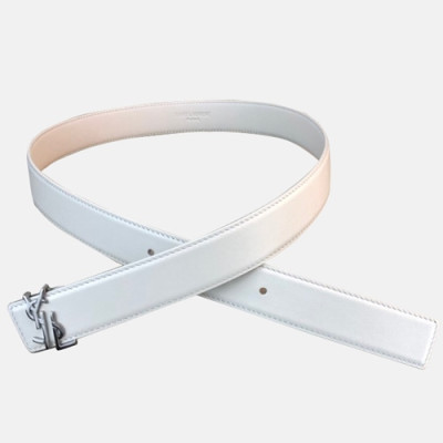 Saint Laurent 2019 Ladies Signature Logo Steel Buckle Leather Belt - 입생로랑 신상 여성 시그니처 로고 스틸 버클 레더 벨트 Ysl0040x.Size(3.0cm).화이트은장