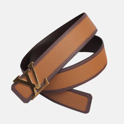 Louis vuitton 2019 Mens Signature Initial Logo Buckle Leather Belt - 루이비통 남성 신상 시그니처 이니셜 로고 버클 레더 벨트 Lou0884x.Size(3.8cm).브라운금장