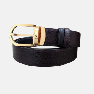 Montblanc 2019 Mens Business Classic Buckle  Reversible Leather Belt - 몽블랑 신상 남성 비지니스 클래식 버클 양면 레더 벨트 Mont0047x.Size(3.4cm).브라운금장