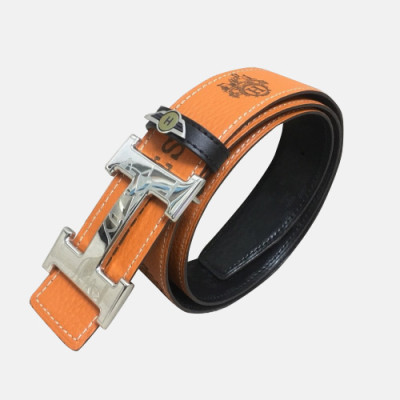 Hermes 2019 Mens Business Signature Logo Leather Belt - 에르메스 남성 비지니스 시그니처 로고 가죽 벨트 Her0187x.Size(3.8cm).오렌지은장