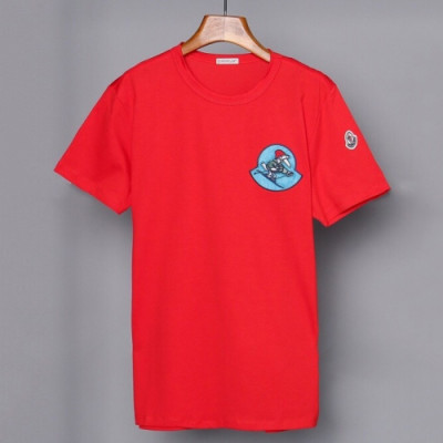 Mocler 2019 Mens Patch Logo Cotton Short Sleeved T-shirt - 몽클레어 남성 신상 패치 로고 반팔티 Moc0438x.Size(m - 3xl).레드