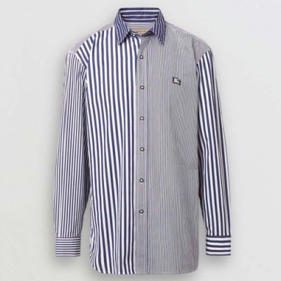 Burberry 2019 Mens Embroidery Logo Classic Check Cotton Tshirt - 버버리 남성 자수 로고 클래식 코튼 체크 셔츠 Bur0618x.Size(xs - xl).체크블루