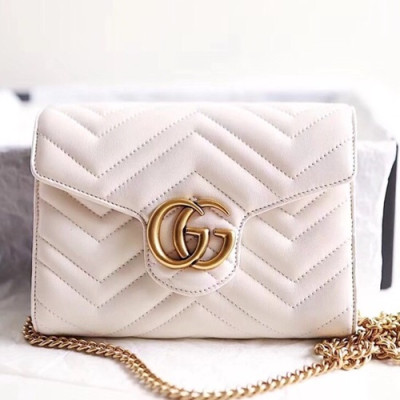 Gucci GG Marmont Matlase Women Chain Shoulder Bag,20CM - 구찌 GG 마몬트 마틀라세 여성용 체인 숄더백 474575,GUB0499,20CM,화이트
