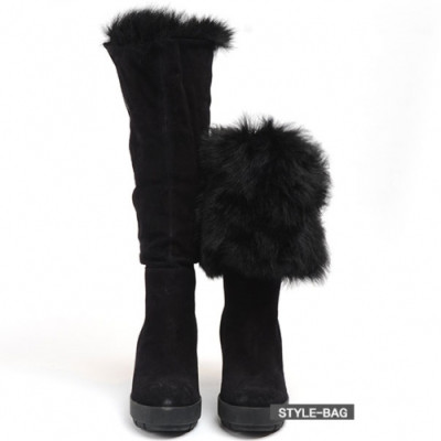 Prada 2019 Womens Suede Leather Long Per Boots - 프라다 여성 스웨이드 레더 양털 롱부츠 Pra0521x.Size(225 - 245).블랙