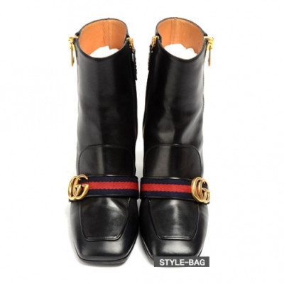 Gucci 2018 Ladies GG Preal Middle-heels Leather Ankle Boots  - 구찌 여성 GG 진주  미드힐 레더 앵클부츠 Guc0902x.Size(225 - 245).블랙