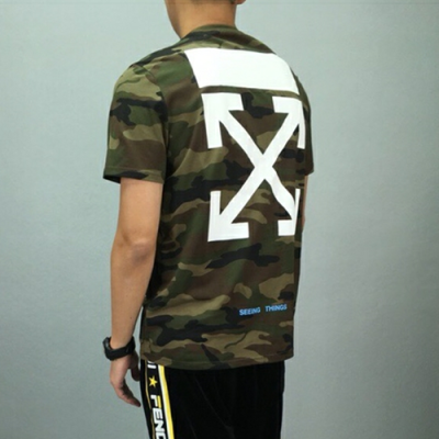 Off-white 2019 Mens Logo Crew - neck Cotton Short Sleeved Tshirt - 오프화이트 남성 로고 크루넥 코튼 반팔티 Off0057x.Size(m - 2xl).밀리터리