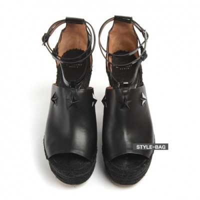 Givenchy 2019 Women's Star Wedge Leather  Sandals - 지방시 여성 스타 웨지 레더 샌들 Giv0114x.Size(225 - 245).블랙